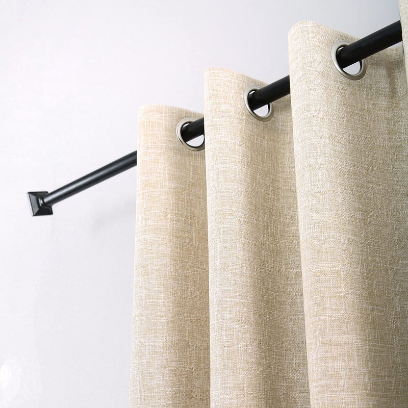VOGOL Chenille Jacquard Room Divider Curtains, Modern Linen Textured Window Treatments for Living Dining Room, Top Grommet Design, 2 Panels, 60 x 106, Champagne - Image 3